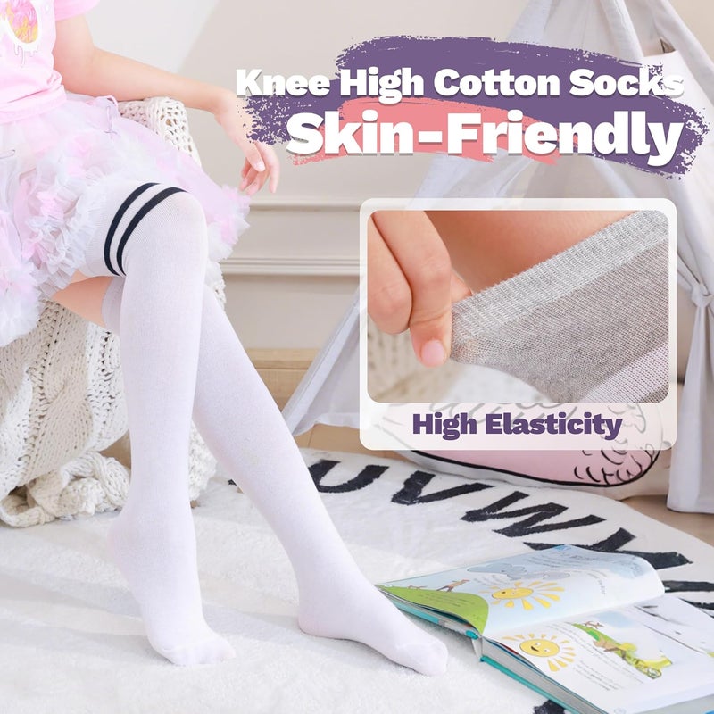 ANTSANG Kids Girls Knee High Socks Long Boot Crazy Silly Fun Gift Cute Tall Animal Socks for Child 6 Pairs - Image 3